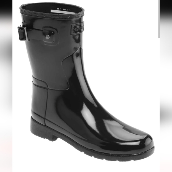 NEW HUNTER ORIGINAL REFINED SLIM FIT SHORT GLOSS DUO RAIN BOOTS SIZE 9 $189. - Picture 3 of 14